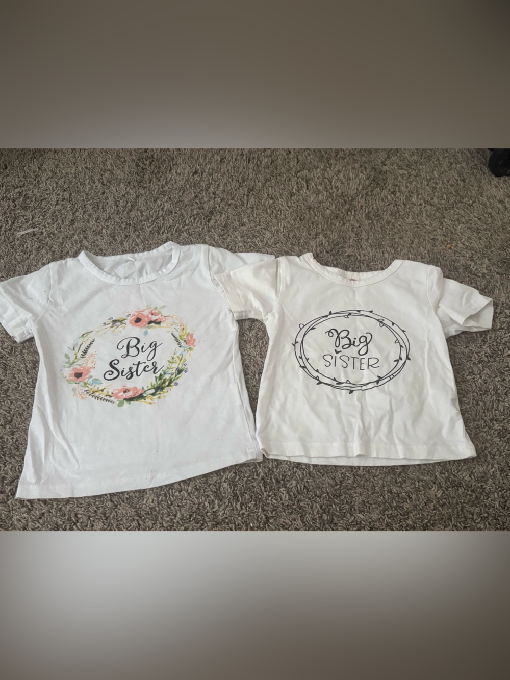 Big Sister Floral & Script Graphic Tee - White (Set)